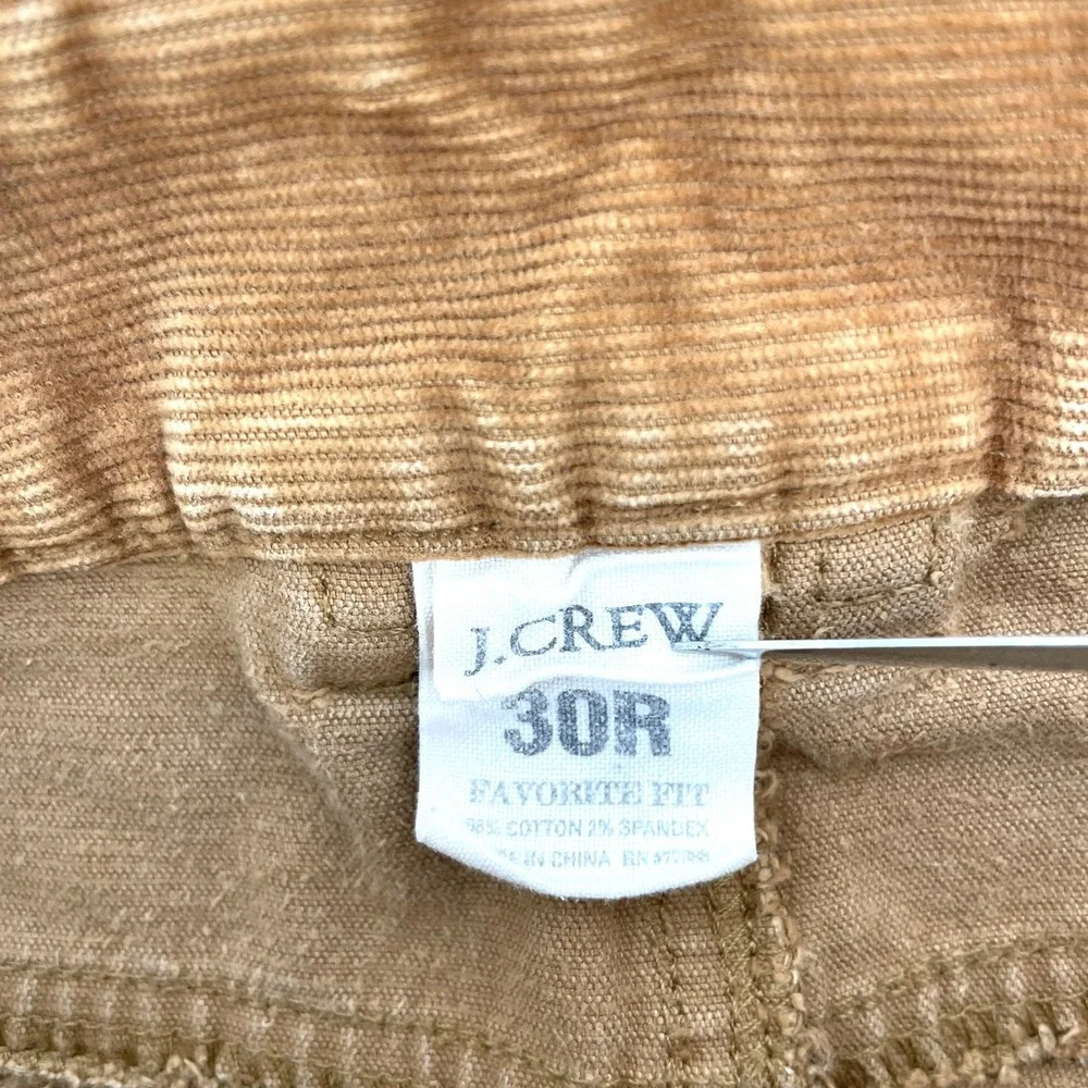 J.Crew Favorite Fit Corduroy Pants Mens 30R Tan Camel Brown Stretch Casual‎